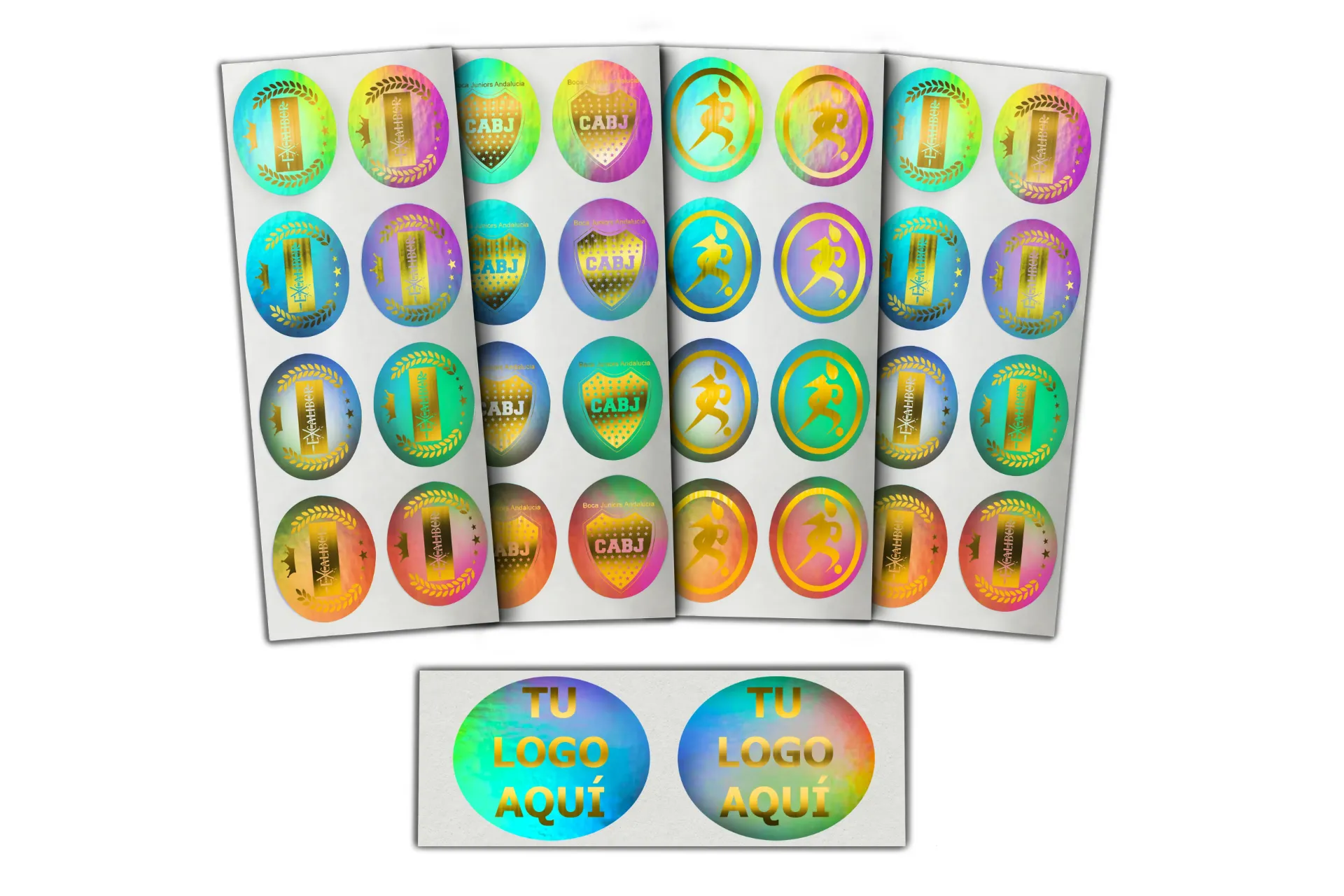 [MAQ500-30X25-OVALADO-DORADO] Hologramas Personalizados Ovalados 30x25 mm (500, Dorado)