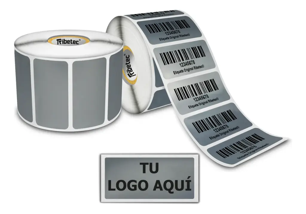 1,000 Etiquetas Personalizadas Poliéster Plata 51x25 Mm Plateado
