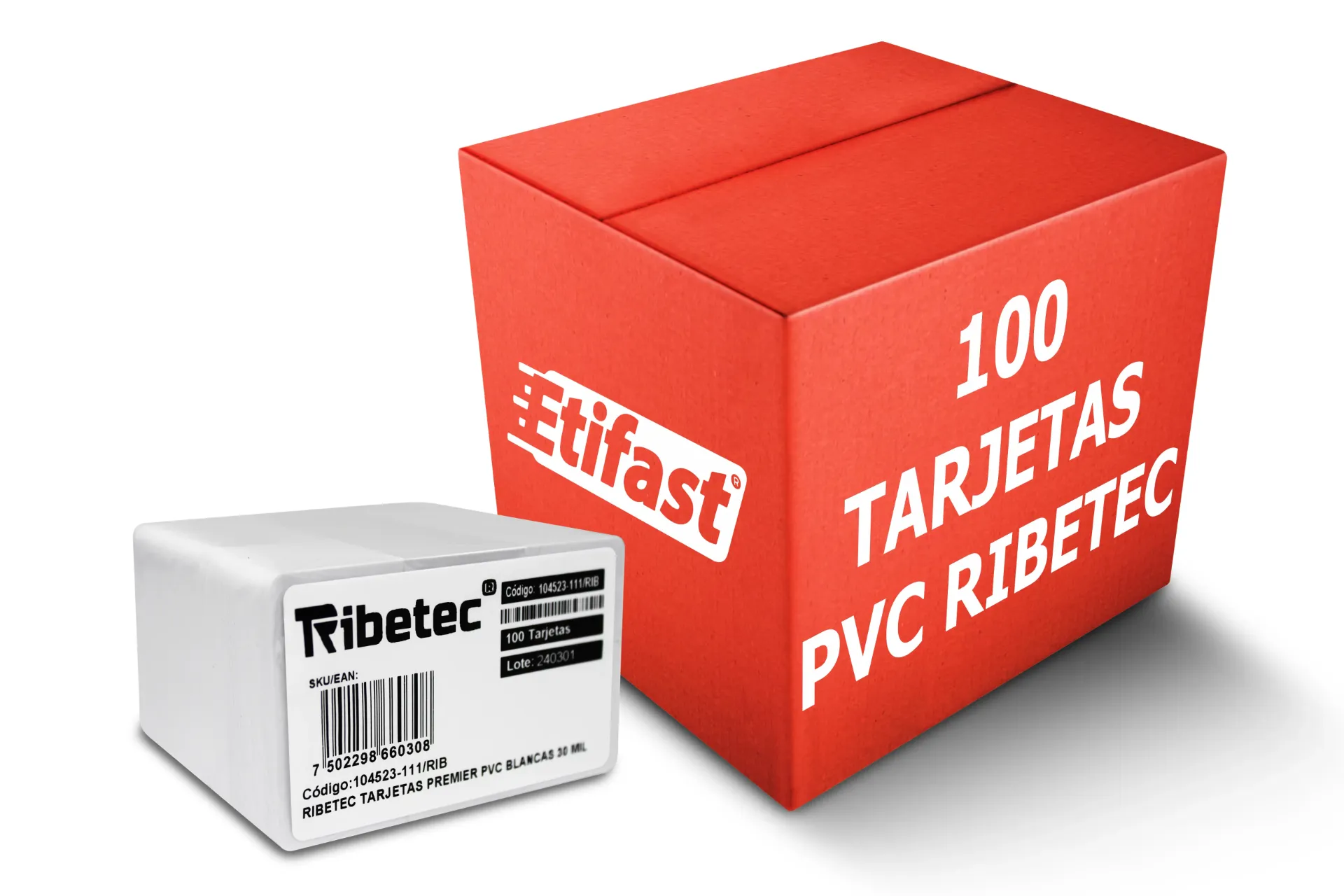 [PAQ100-PVCRIB] Paquetes de Tarjetas PVC Marca Ribetec (100)