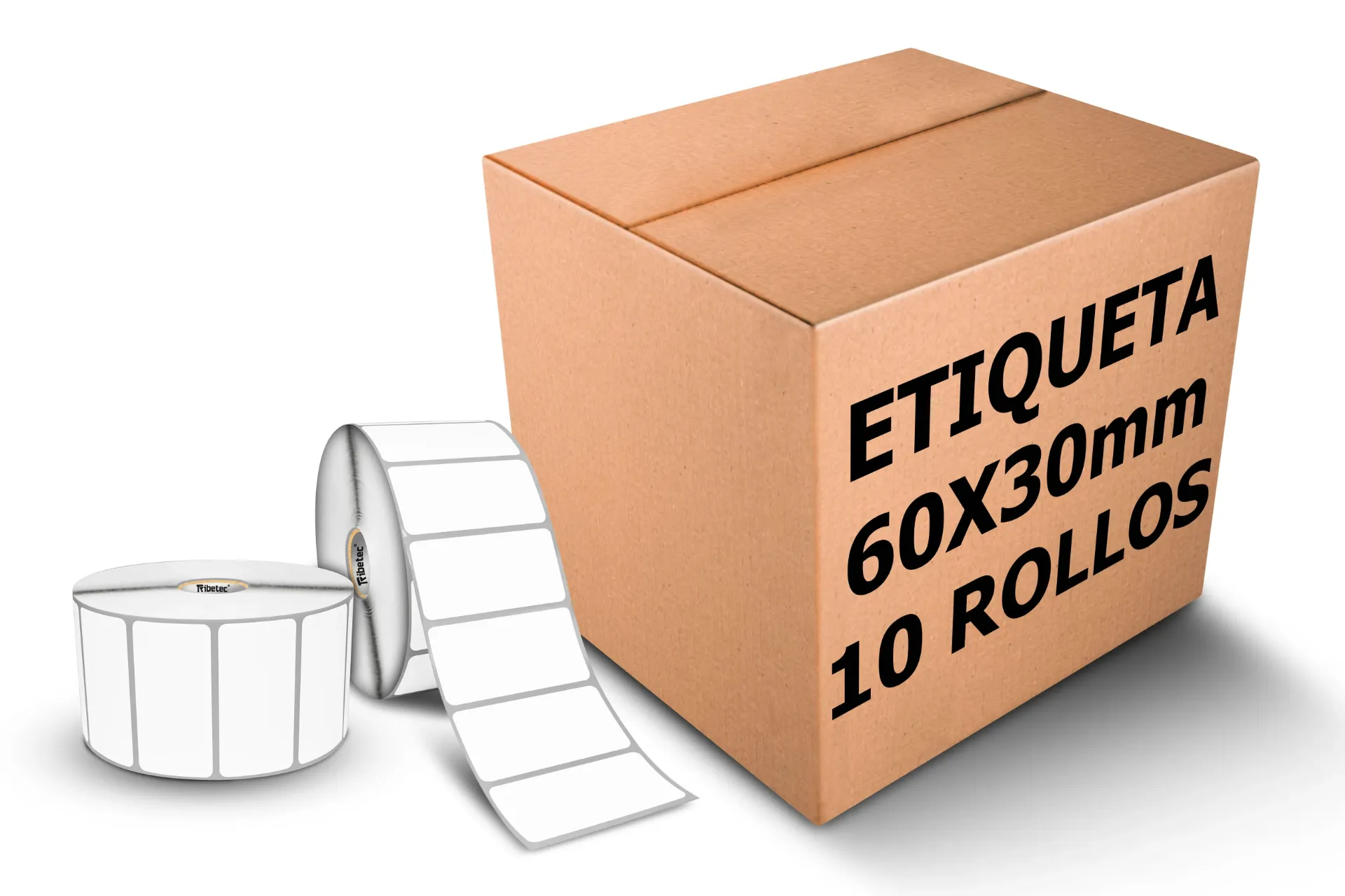 [REB10-60X30TTC12.5K-BLANCA] 10 Rollos Etiqueta 60x30 Mm Transferencia 2500 Pzas R1 - C1