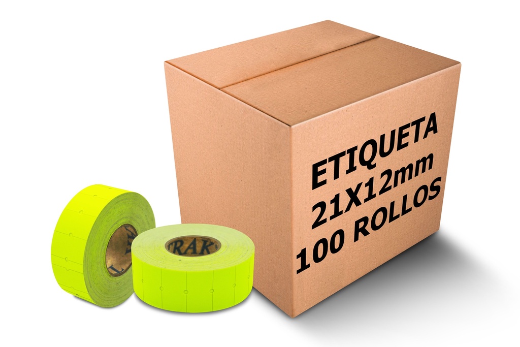 100 Rollos Etiquetas Amarillas Fluorescentes 21x12 Mm