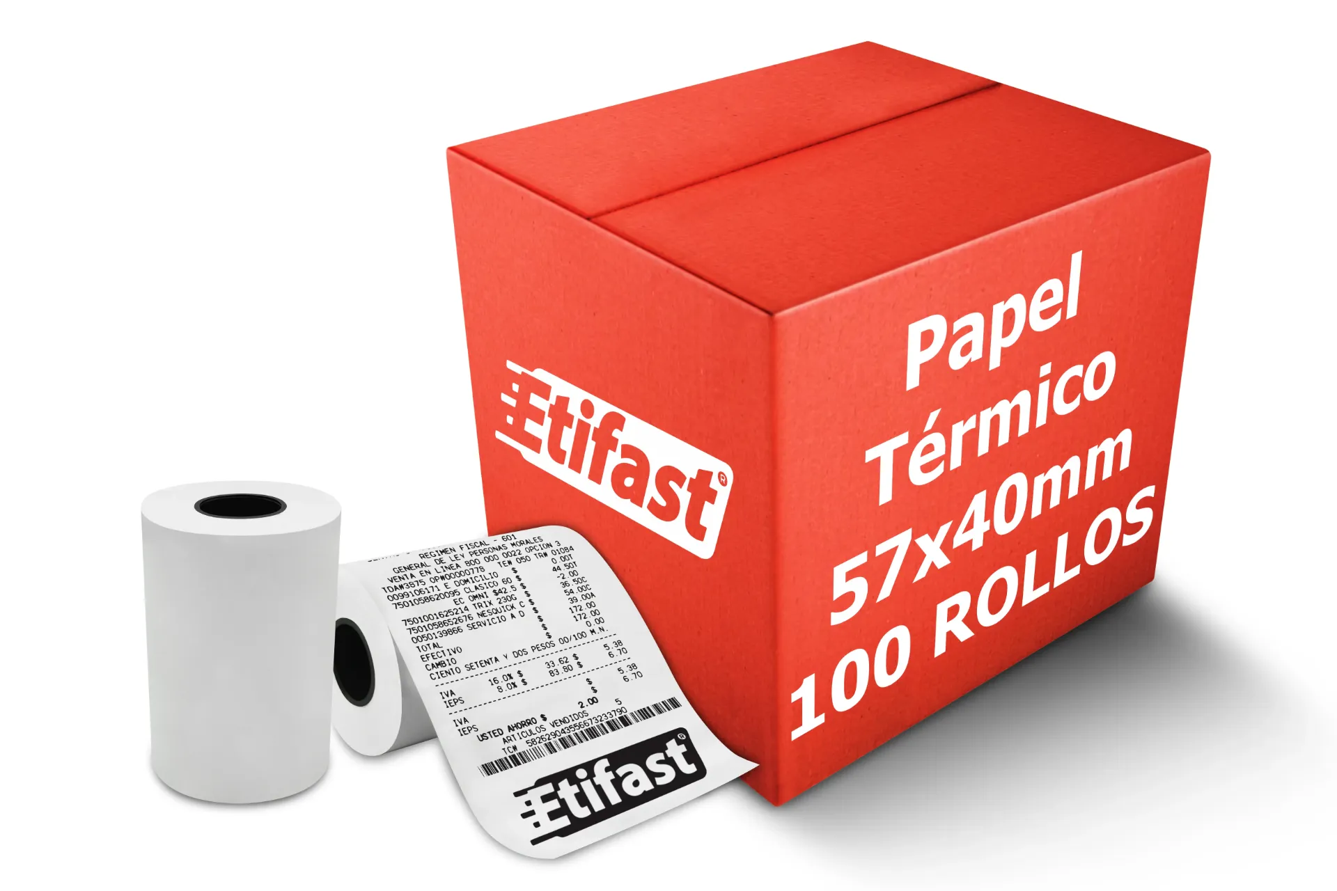 [057040PT011P0000CPE100] Caja 100 Rollos Papel Térmico Miniprinter 57x40 Impresora 58mm