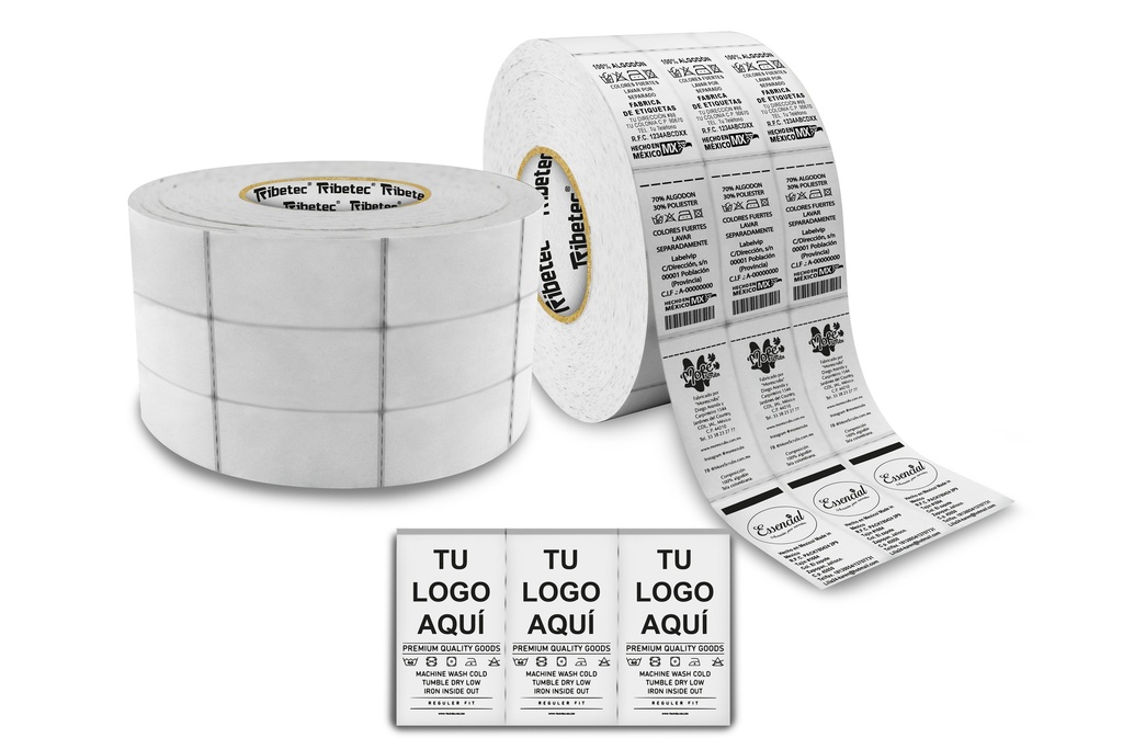 1000 Etiquetas Nylon Personalizadas Ropa Talla Instr. Lavado