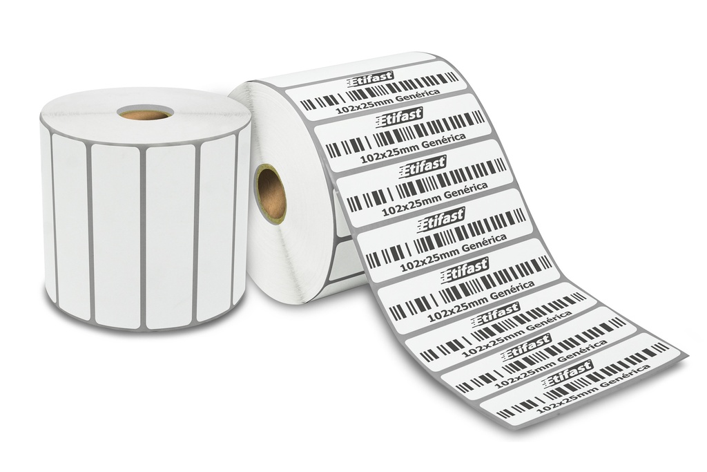 [102025D021GL00] Etiqueta Térmica Directa 102×25 mm Blanca – Rollo 2,500 Piezas, Genérica