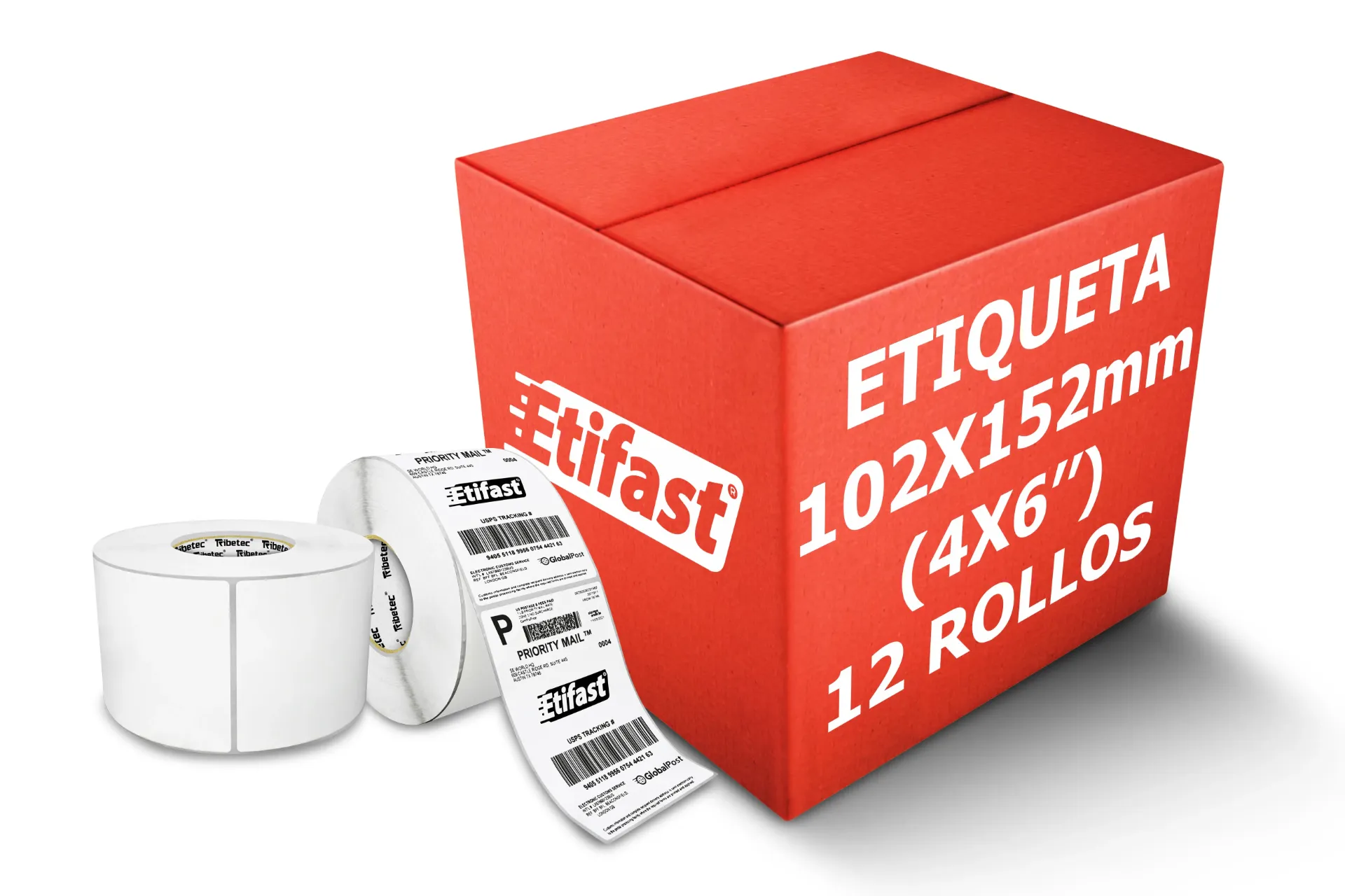 12 Rollos Etiqueta Térmica 102x152 Mm 1000 Pzas C/u C3