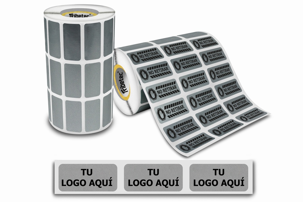 2,000 Etiquetas Void Seguridad 30x14 Mm Plata Personalizado