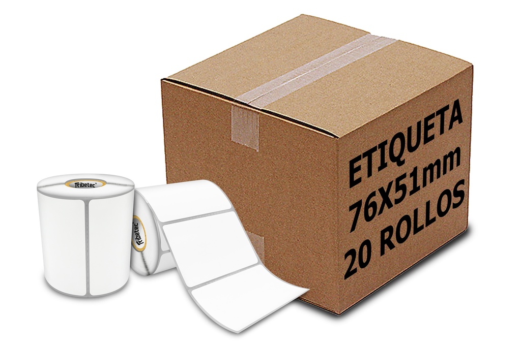 [PAQ20-76X51TTC11.5K-BLANCA] 20 Rollos 3x2 (76x51 Mm) Transferencia / Rollo 1500 Pzas/ C1