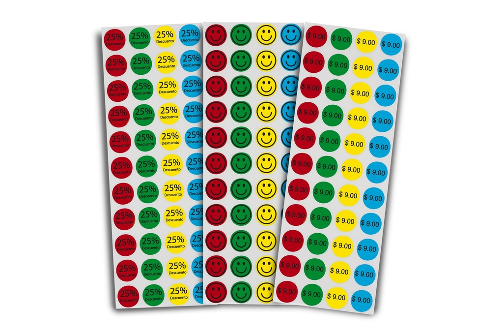 [ETI20092260TD2407311000] 2200 etiquetas térmica redonda equivalente avery colores 2cm