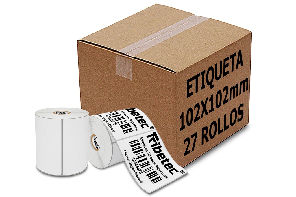 [PAQ27-102X102TTC10.7K-BLANCA] 27 Rollos Etiqueta Transferencia 4x4 (102x102mm) C/u 700pzas