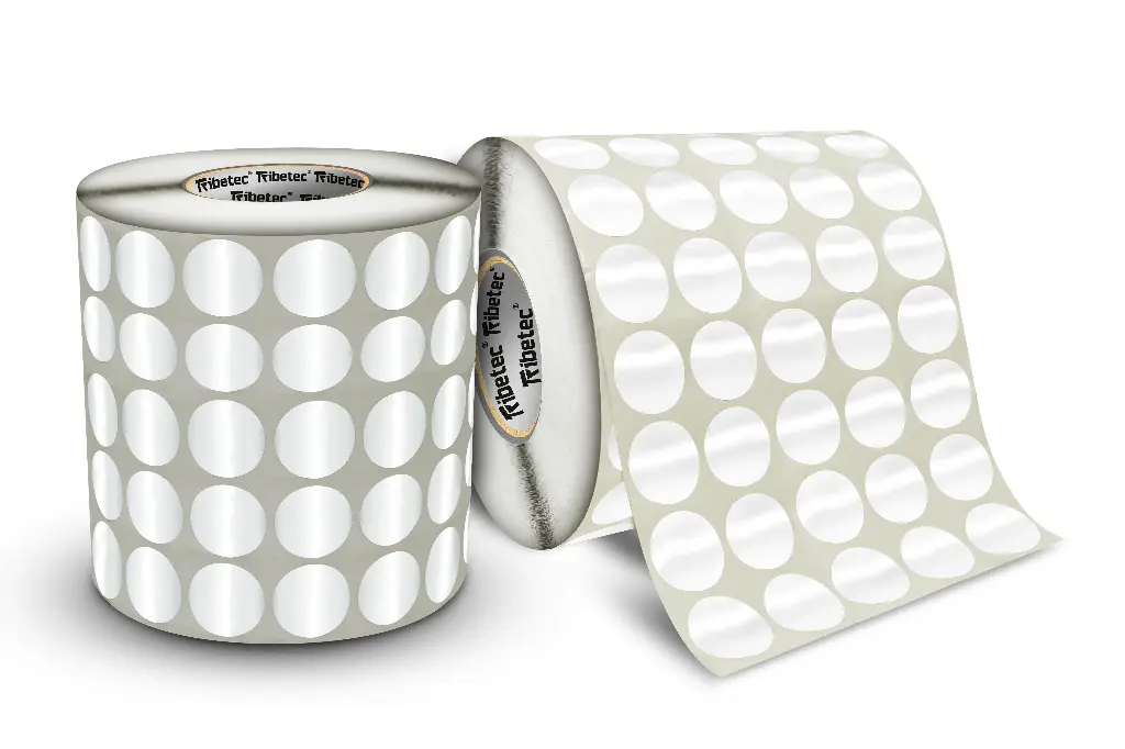 Etiqueta Blanca Circular 30 mm – Rollo 20,000 Piezas, 5 Pasos