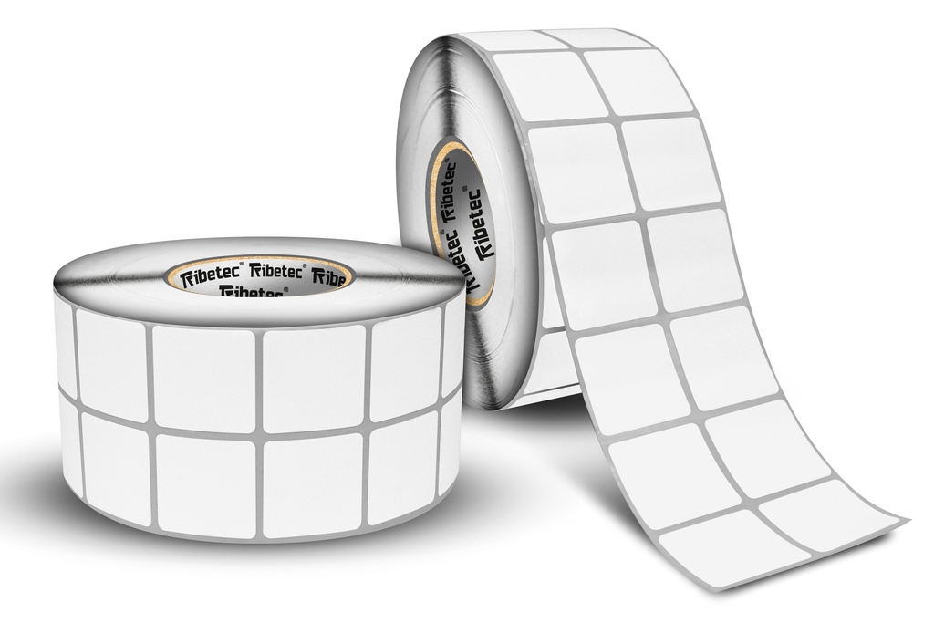 Etiqueta Blanca 40 x 40 mm Cuadrada – Rollo 6,000 Piezas, 2 al Paso