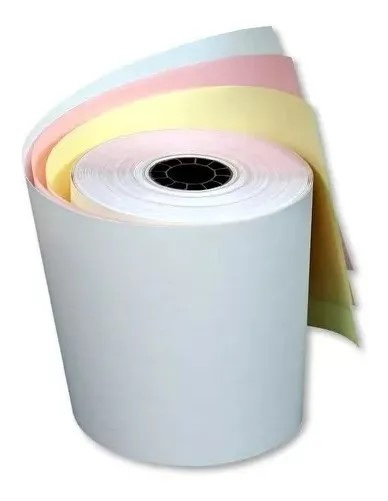 50 Rollos Papel Autocopiante 76x70 Mm Blanco Rosa Amarillo