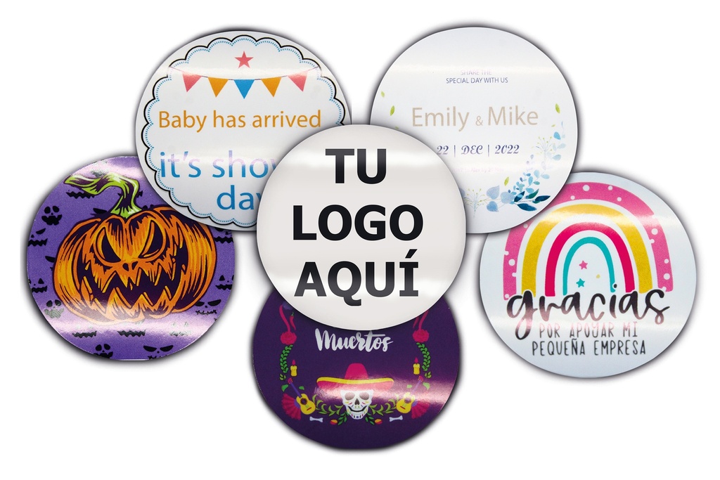 [MAQ500-70X70DG03-ETIQUETA DIGITAL] 500 Etiquetas Circular Redondas Personalizadas 7 Cm Plástica
