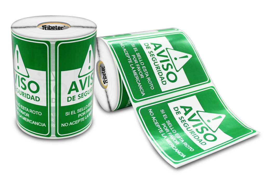 500 Etiquetas Sello Aviso De Seguridad/Fragil 102x76 Mm Verde Envio Pre Impreso