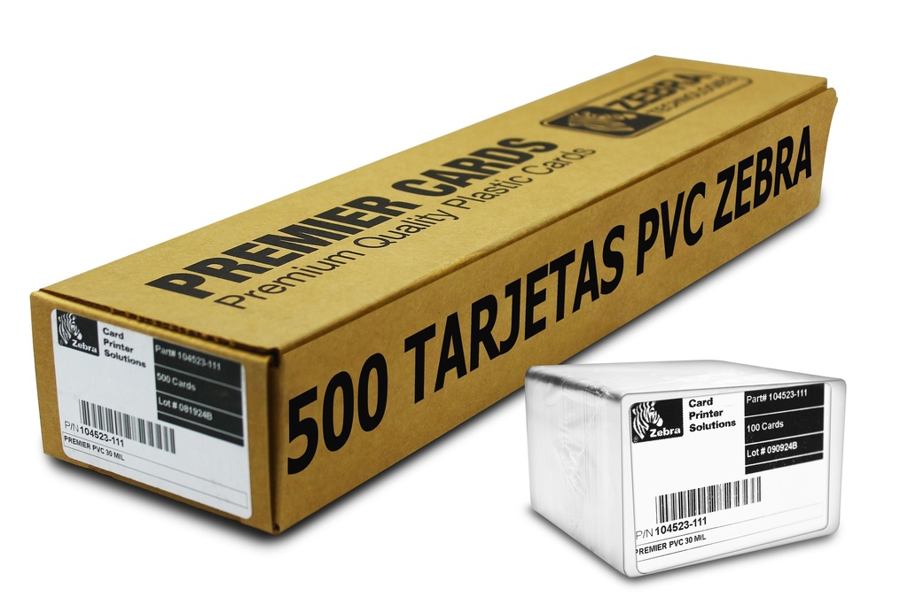 Tarjetas De PVC Zebra Originales Para Credenciales Paquete de 500