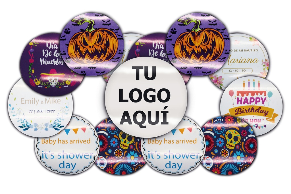 [MAQ700-50X50DG03-ETIQUETA DIGITAL] 700 Etiquetas Redondas Personalizadas 5 Cm Plastificadas