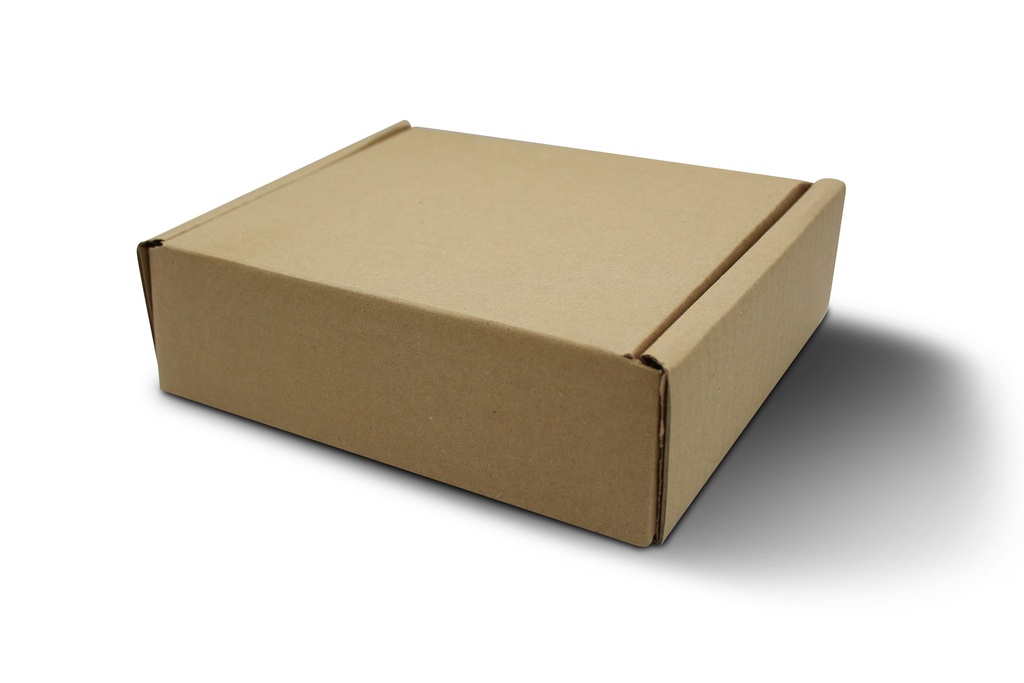 Caja de cartón kraft tipo pizza troquelada 20 x 18 x 6 cm