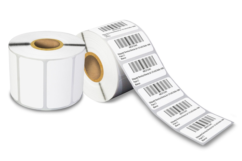 [051025D021PL00 Genérica] Etiqueta Térmica 2x1 (51x25 Mm) Rollo 1000 Pzs Genérica Eco