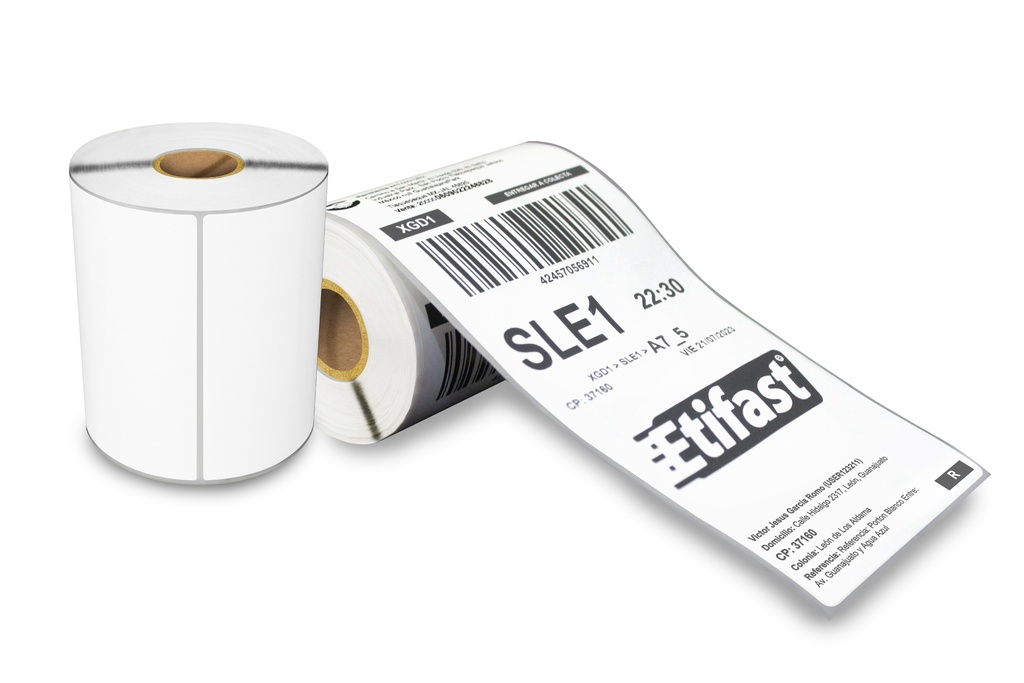 [102203D021PL00 Generica] Etiqueta Térmica 4x8 (102x203 Mm) Rollo 200 Pzs Genérica Eco