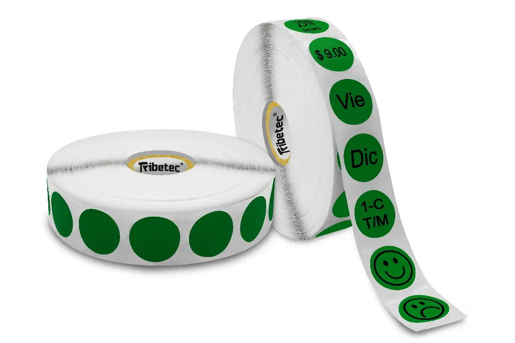 Etiqueta Térmica Circular 20x20 Mm Verde Rollo 3,000 Pzas C1