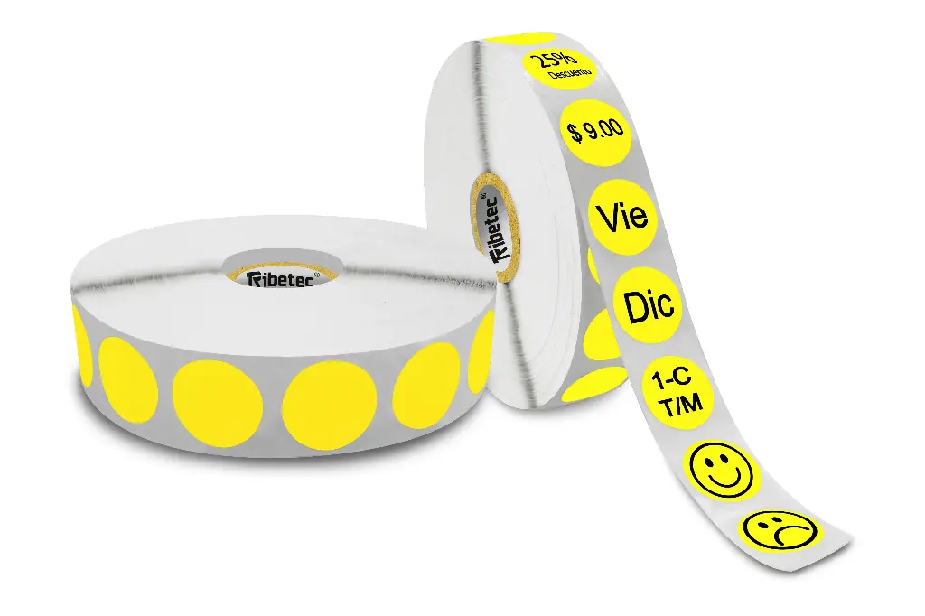 Etiqueta Térmica Circular Amarilla 20x20 Mm Rollo 3000 Pz C1