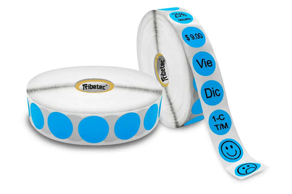 Etiqueta Térmica Circular Azul 20x20 Mm Rollo 3,000 Pzas C1