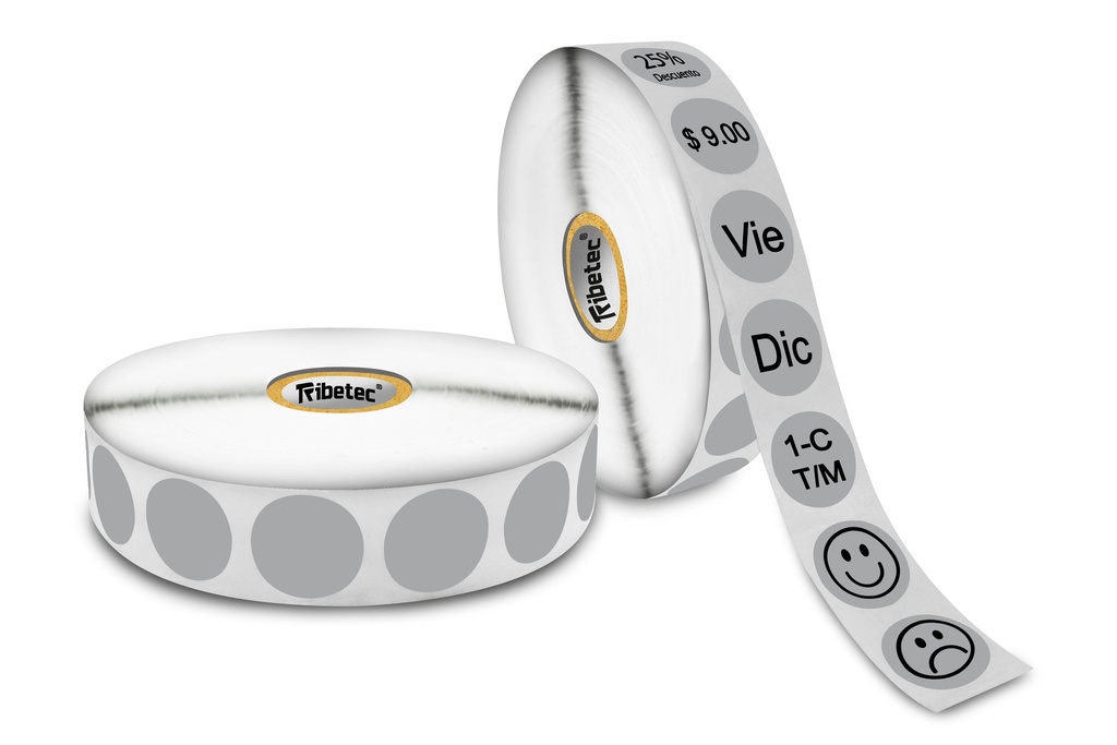 Etiqueta Térmica Circular Gris 20x20 Mm Rollo 3,000 Pzs C1