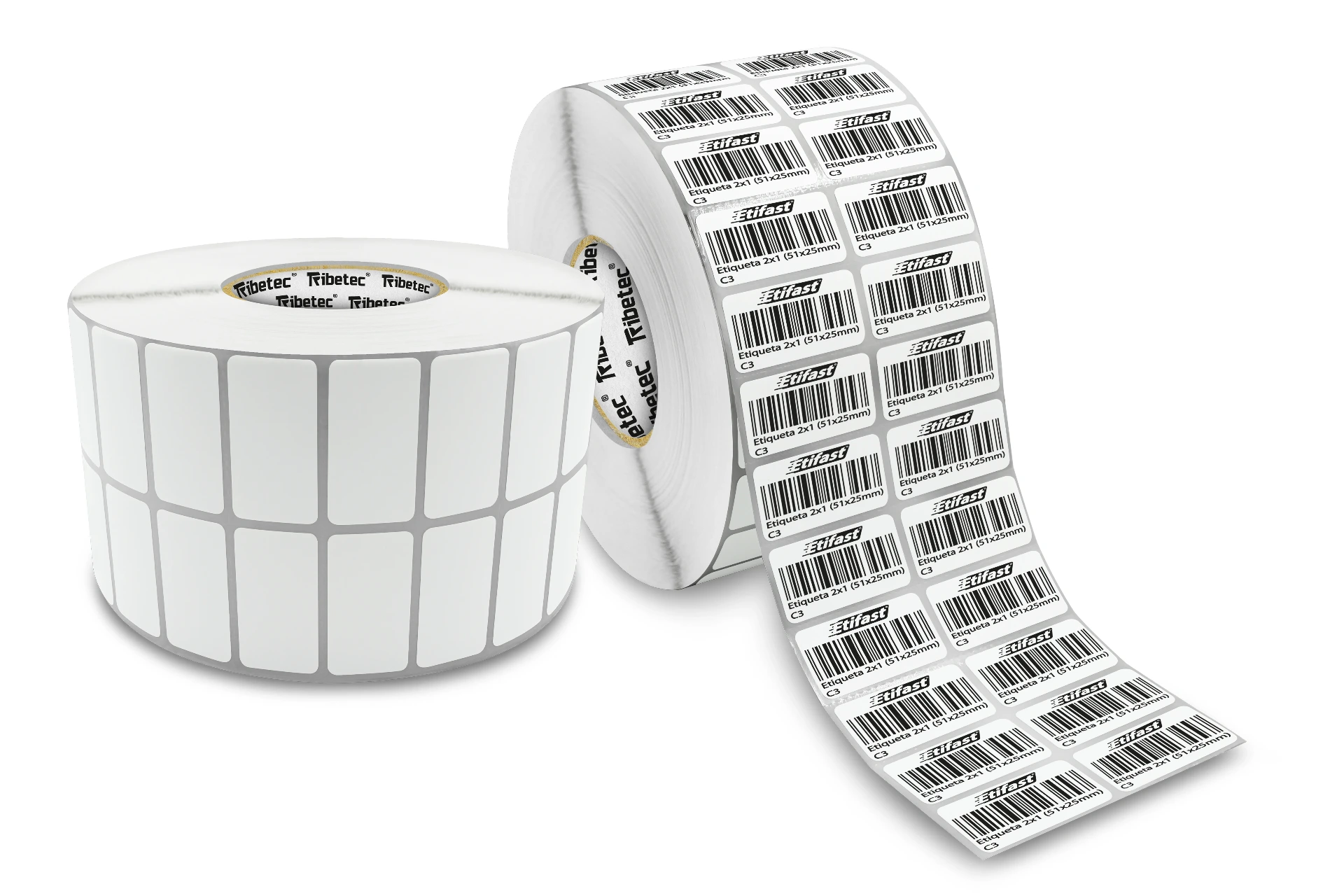 [051025TD012P0000C3P12K] Etiqueta Térmica Directa 2x1 (51x25 Mm) Rollo 12,000 Pzas C3
