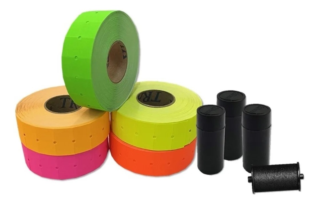 [KIT-21X12MM COLORES-3 RODILLOS ENTINTADORES 5500] Kit Etiqueta 21x12mm Colores Rodillo Tinta Etiquetadora 5500