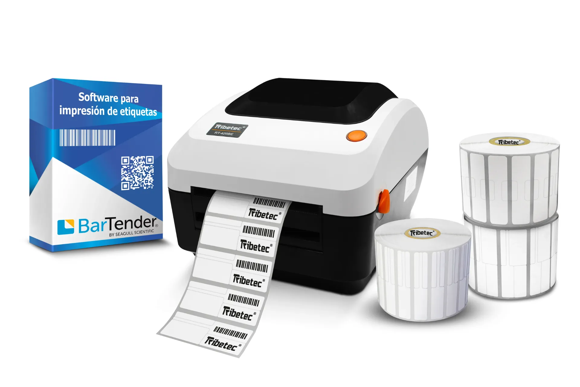 Kit Impresora RT-420BE De Etiquetas Joyería Térmica Con 3 Rollos Full