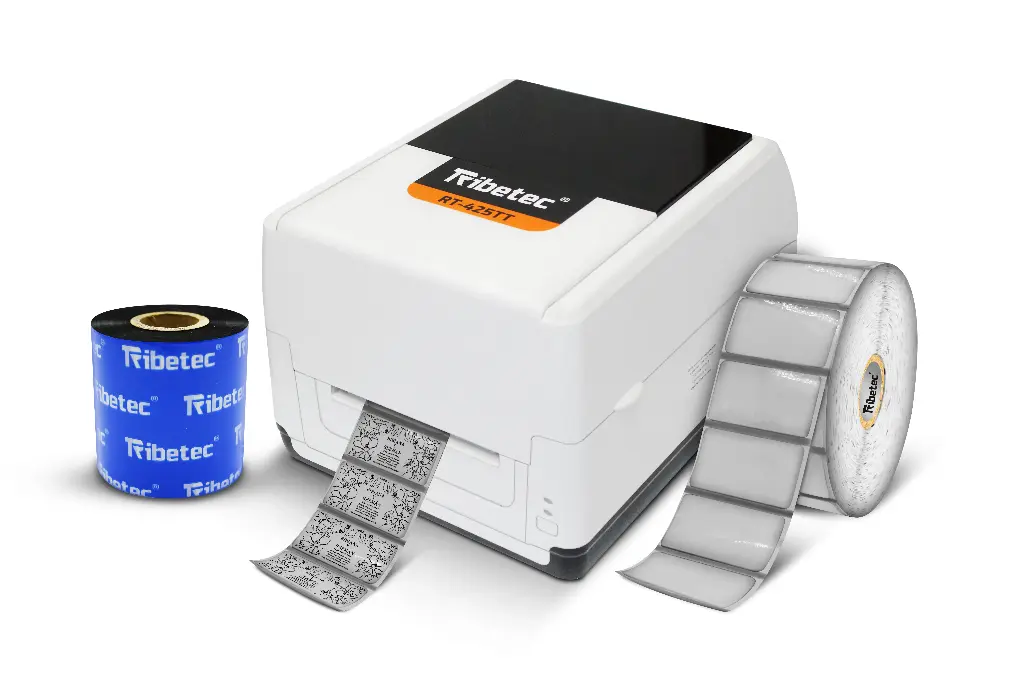 [KIT-425TT-ETIQUETA TRANSPARENTE] Kit Impresora RT-425TT De Etiquetas Transparentes Plásticas + Ribbon