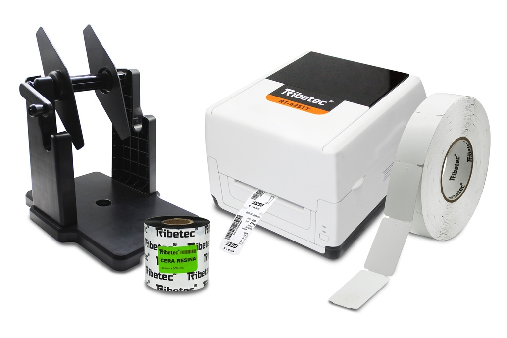 [KIT-425TT-CARTONCILLO] Kit Impresora RT-425TT Etiqueta Cartoncillo Colgante Ropa Precio Ribbon Soporte