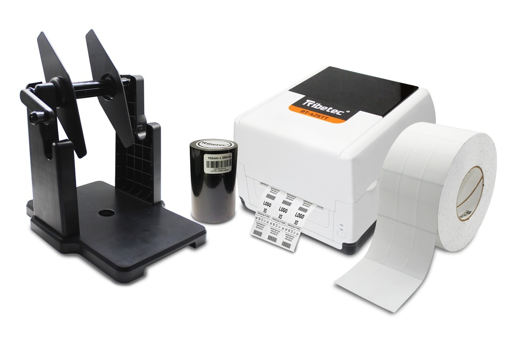 [KIT-425TT-NYLON PRECORTADO] Kit Impresora RT-425TT Textil Nylon Precortado 32x65 Mm Ribbon Soporte