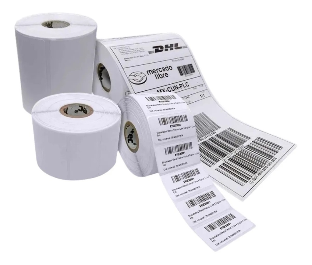 [KIT-2ROLLOS-2X1-4X8-BLANCA] Kit Para Comenzar Etiquetado 2x1 Y 4x8 Mercado Full