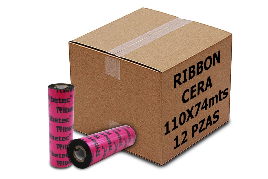 [PAQ12-110X74-RIBBON CERA] Paq 12 Ribbon De Cera 110x74 Mts Impresora De Etiquetas Fact