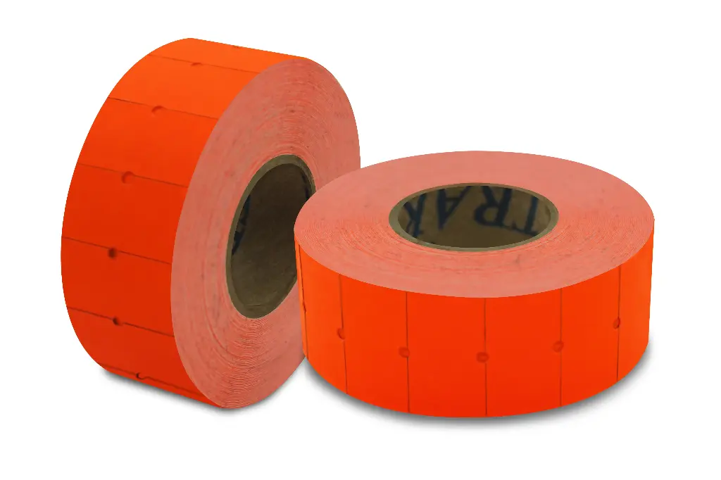 Rollo De Etiquetas Naranjas Fluorescentes 21X12 Mm