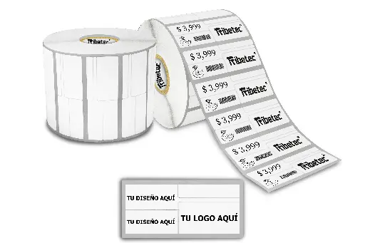 [MAQ1500-63X22BB09-JOYERIA] Etiqueta Joyería 63x22mm Plástica Rollo 1500 Personalizada Color Blanco