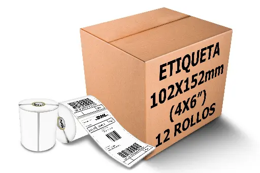 Paquete de Rollos Etiqueta 4x6 (102x152 Mm) Termica Directa Rollo 300 Pzs