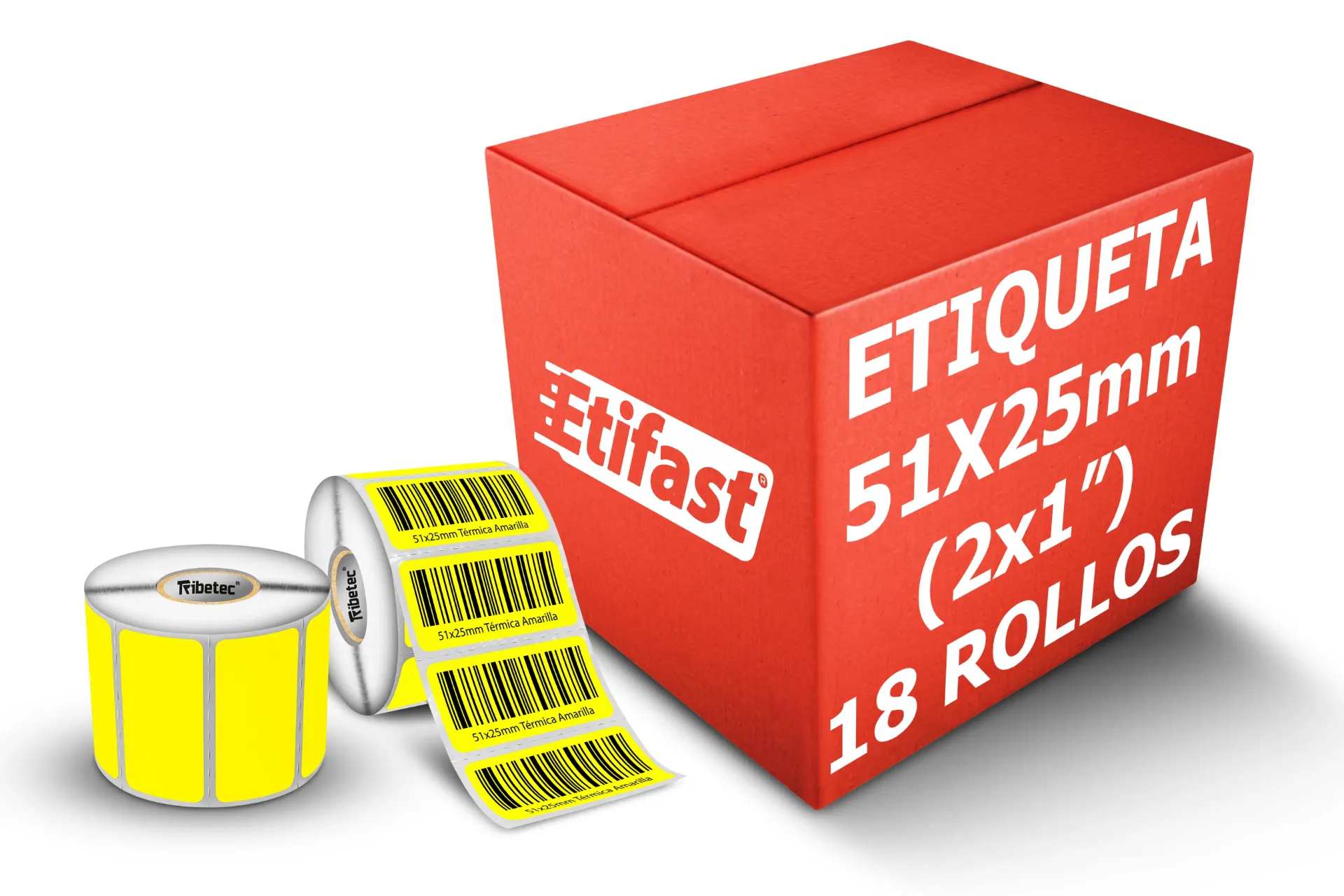 Etiqueta Amarilla Plastificada Térmica 2x1 (51x25 Mm), Rollo 1000 pzs