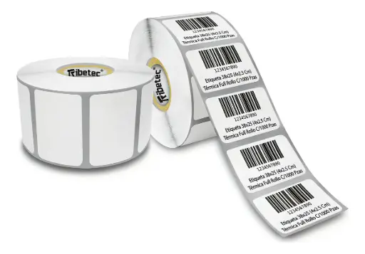 [MAQ1000-38X25TD-PERSONALIZADA] 1000 Etiquetas 38x25 Mm Personalizadas Blancas Personalizadas  Tinta Negra