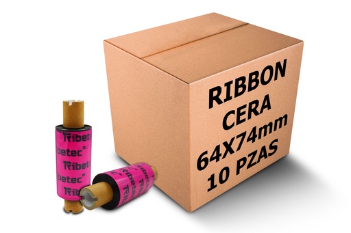 [PAQ10-64X74-RIBBON CERA] 10 Ribbon De Cera 64x74 Mts Para Impresora De Etiquetas