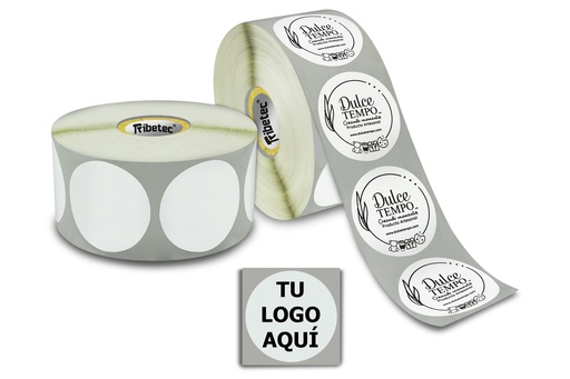 [MAQ1000-40X40BB09-CIRCULARES PLASTIFICADAS] 1000 Etiquetas Circulares Plásticas 4x4 Cm Personalizadas