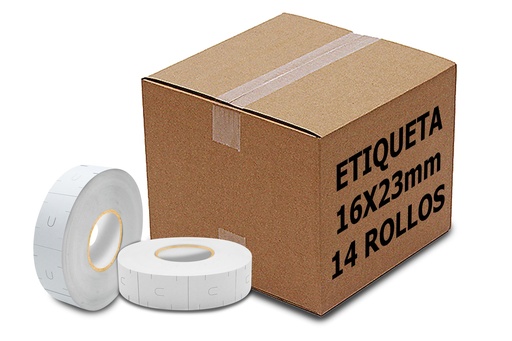 [PAQ14-16X23MM.750K-BLANCA] 14 Rollos Etiqueta 16x23 Mm Etiquetadora 2 Líneas 750 Pz C/u