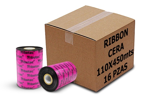 [PAQ16-110X450-RIBBON CERA RESINA] 16 Ribbons De Cera Resina 110x450 Mts Impresora De Etiquetas