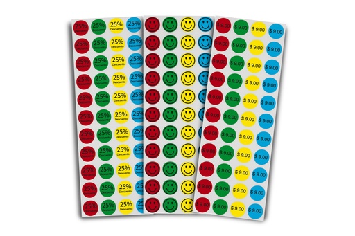 [ETI20092260TD2407311000] 2200 etiquetas térmica redonda equivalente avery colores 2cm