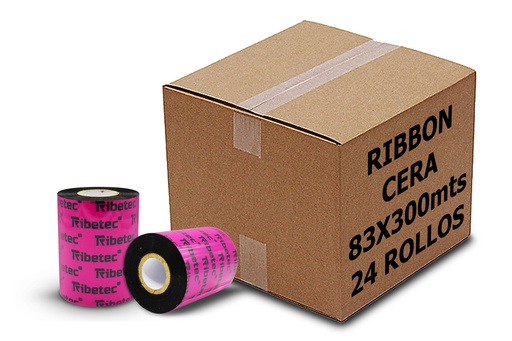 [PAQ24-80X300-RIBBON CERA] 24 Ribbon De Cera 80x300 Mts Para Impresora De Etiquetas C1