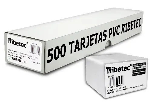 [104523-111/RIB] Caja de 500 Tarjetas de Plastico Pvc Cr80 Marca Ribetec
