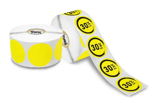 [040040TD011P000YC1O1K0] Etiqueta Amarilla Circular Térmica 40x40 Mm 1000 Pzas C1