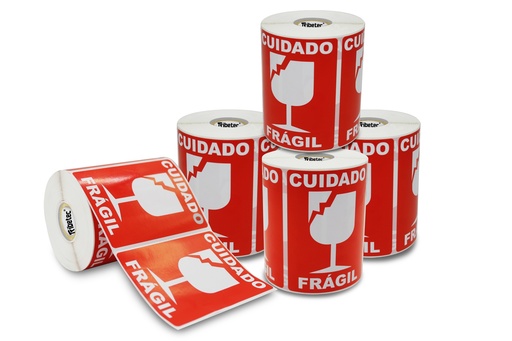 [XXXXX102076CS2208181830] Etiqueta Frágil Cuidado (102x76 Mm) Rollo C/ 500 Pzas