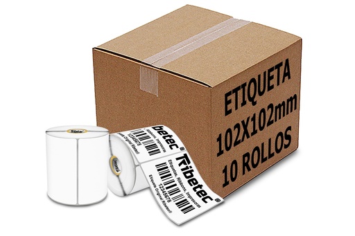 [102102TD011P0000C3G1K5] Etiqueta Térmica Directa 4x4 (102x102 Mm) Rollo 1500 Pzas C3